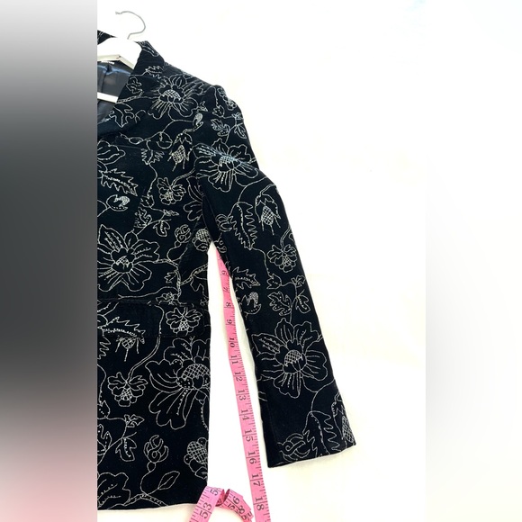 The Kooples women’s glitter flower printed black velvet blazer jacket size 38